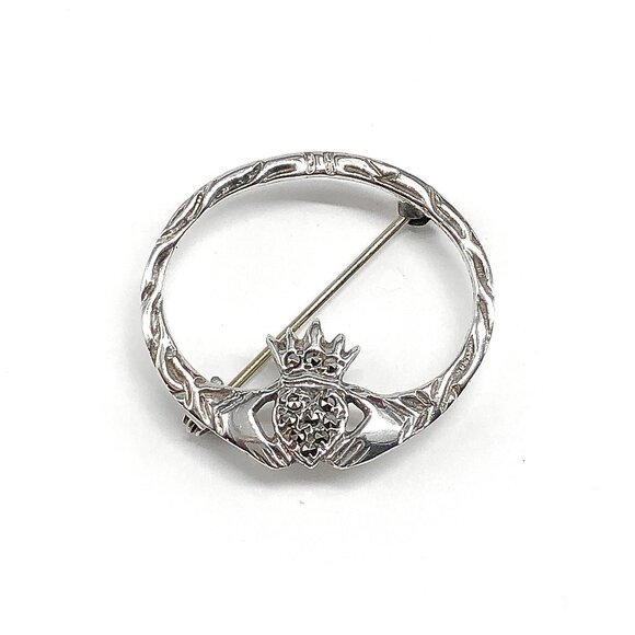 Sterling Silver Claddagh Brooch - Picture 1 of 5